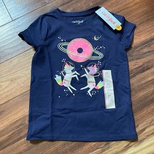Cat & Jack Girls XS size 4/5 Unicorns In Space T-shirt NWT
